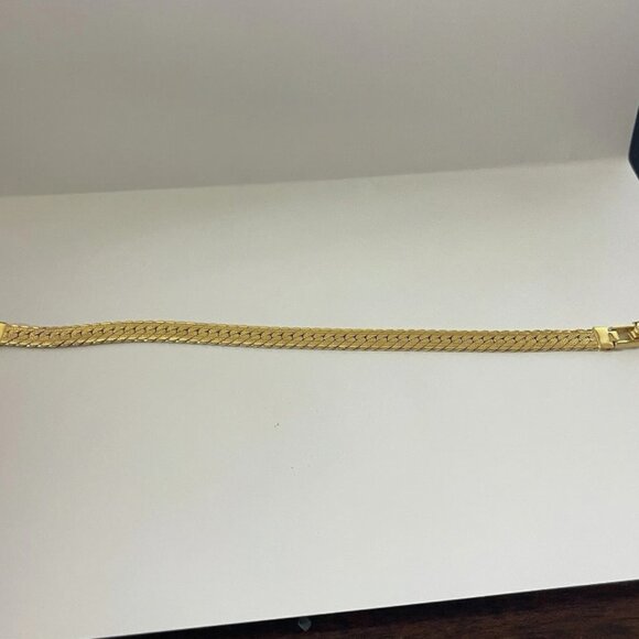 Vintage NAPIER PAT 1980's gold Tone Herringbone Bracelet 7.0" - Picture 8 of 9